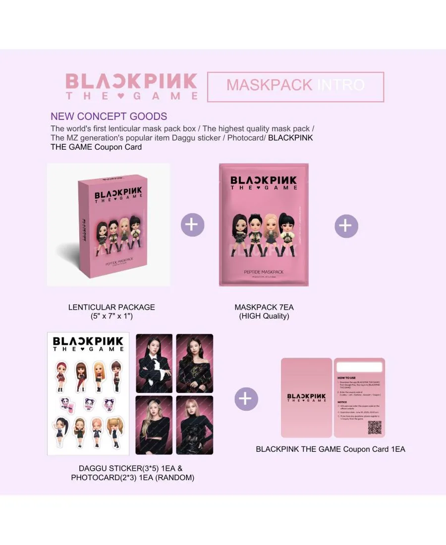 SIIA Cosmetics Набор масок BLACKPINK THE GAME MASKPACK SET - JENNIE (COLLAGEN) — фото 2
