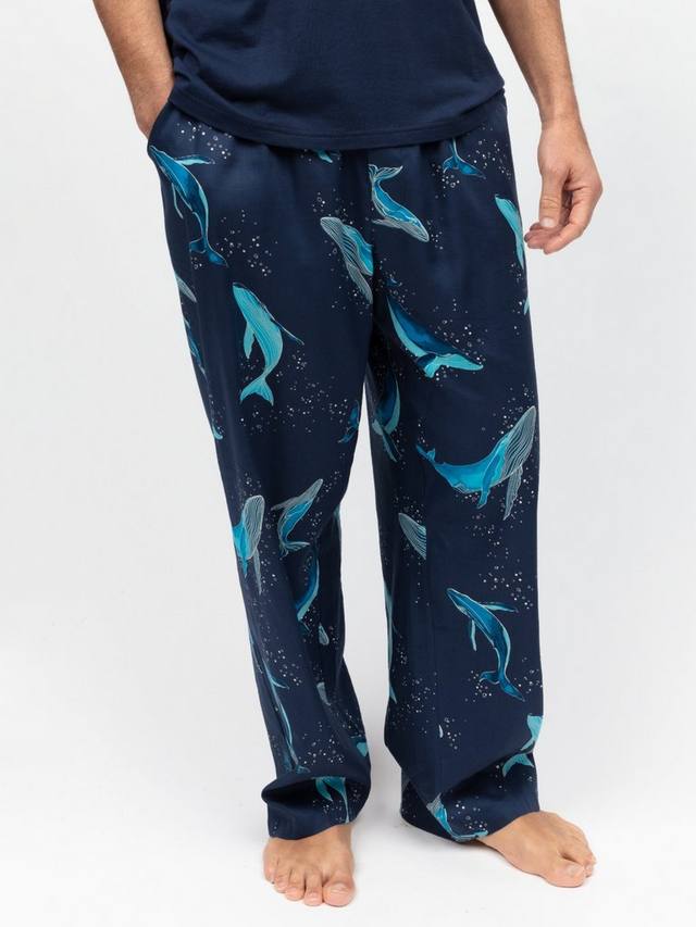 

Хлопковые пижамные брюки с принтом китов из смеси модала Cyberjammies, Navy
