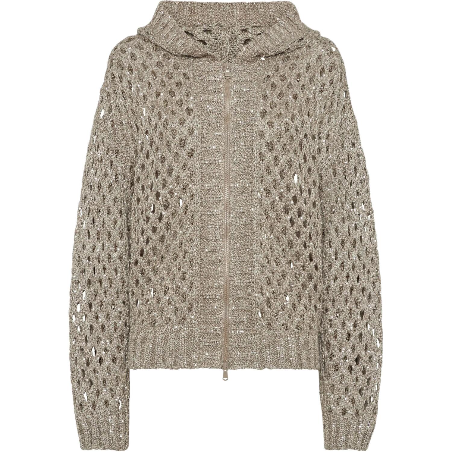 

Кардиган на молнии вязаный Brunello Cucinelli, светло-бежевый