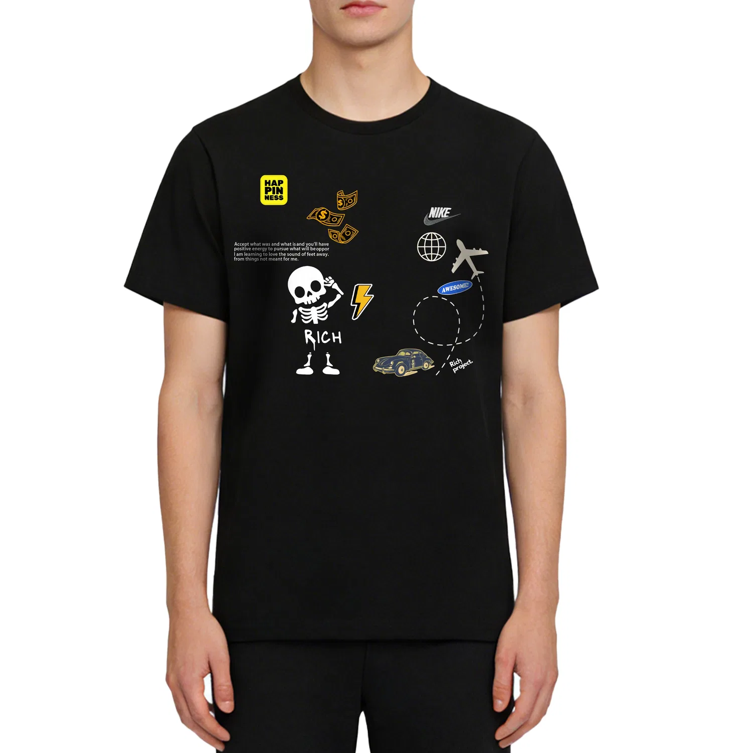 Футболка Sportswear Club мужская Nike, Black/White/Dark Gray — фото 4