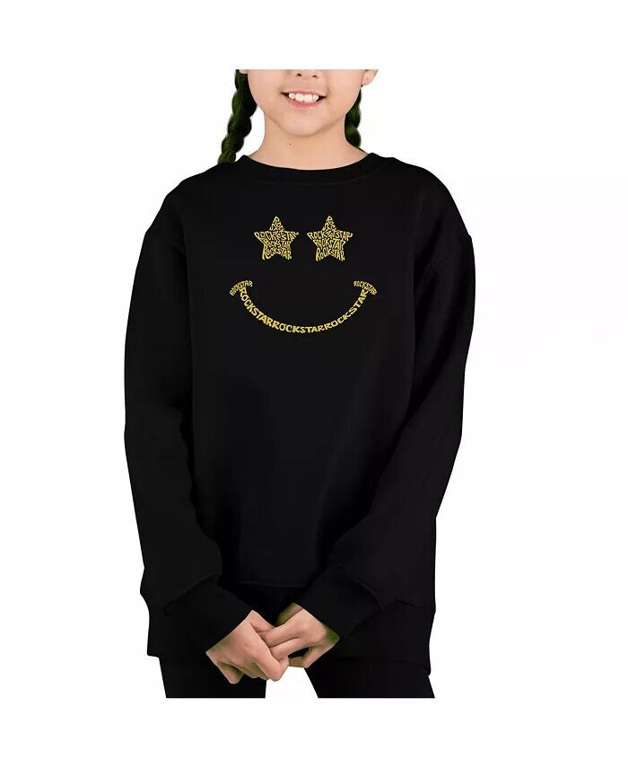 

Rockstar Smiley — толстовка с круглым вырезом Big Girl's Word Art La Pop Art, черный