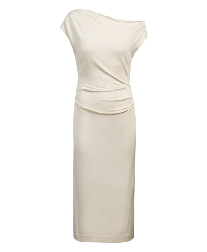 

Элегантное трикотажное платье со сборками. Boss Black, бежевый