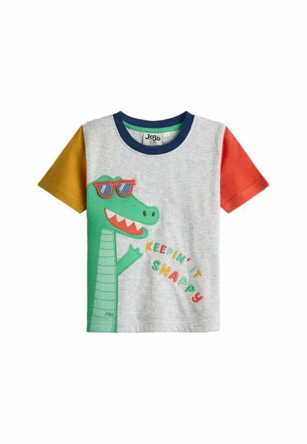 Футболка Regular fit с аппликацией крокодила Jojo Maman Bébé, серая