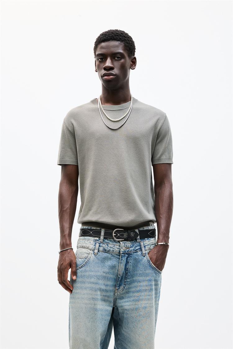 

Трикотажная футболка с коротким рукавом Pull And Bear, зеленый