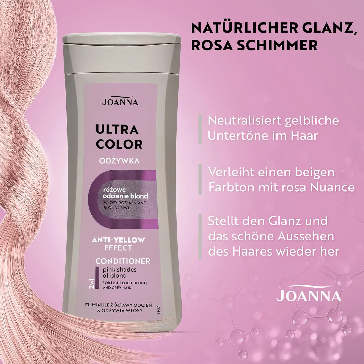 Кондиционер для розовых и розово-фиолетовых волос «Ultra Color» от Joanna, 200 мл Joanna — фото 3