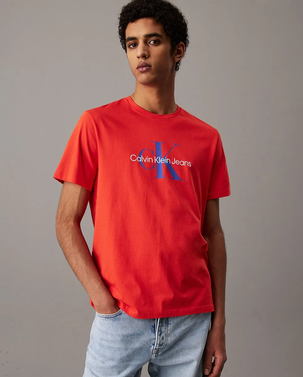 

Мужская футболка с коротким рукавом и монограммой Calvin Klein Jeans, красный