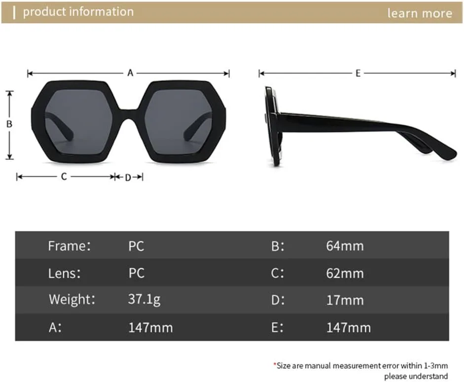 

Крупные солнцезащитные очки Polygon для женщин, большие солнцезащитные очки в черной оправе для мужчин, большие очки с защитой от УФ-излучения generic, Pink