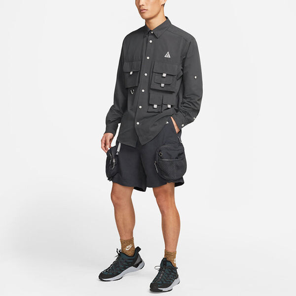 Шорты acg snowgrass solid color cargo pocket shorts black Nike, мультиколор — фото 3