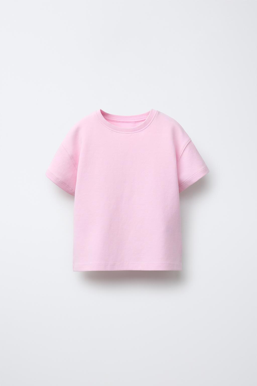 

Базовая футболка с замком ZARA, цвет Pastel pink
