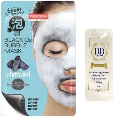 Маска для лица Purederm — Black O2 Bubble Mask с углем, x + BB- Pieras, 20 г