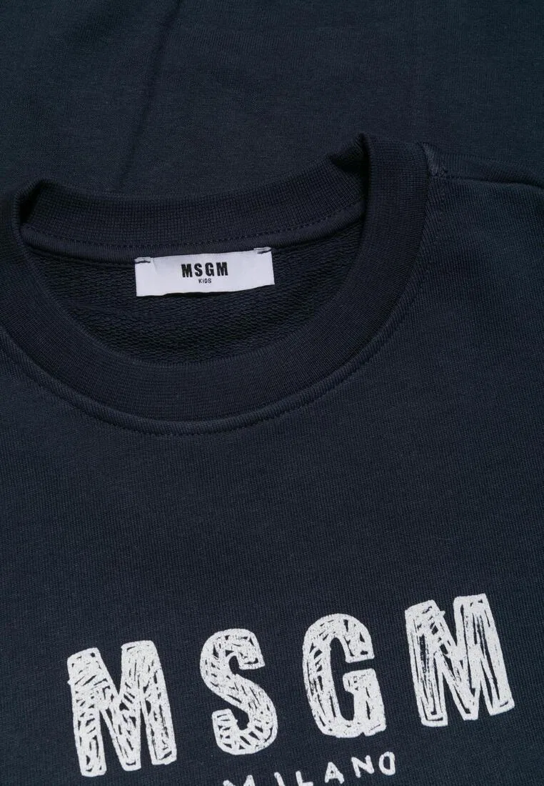 Свитшот хлопковый, Kids Msgm, синий — фото 3