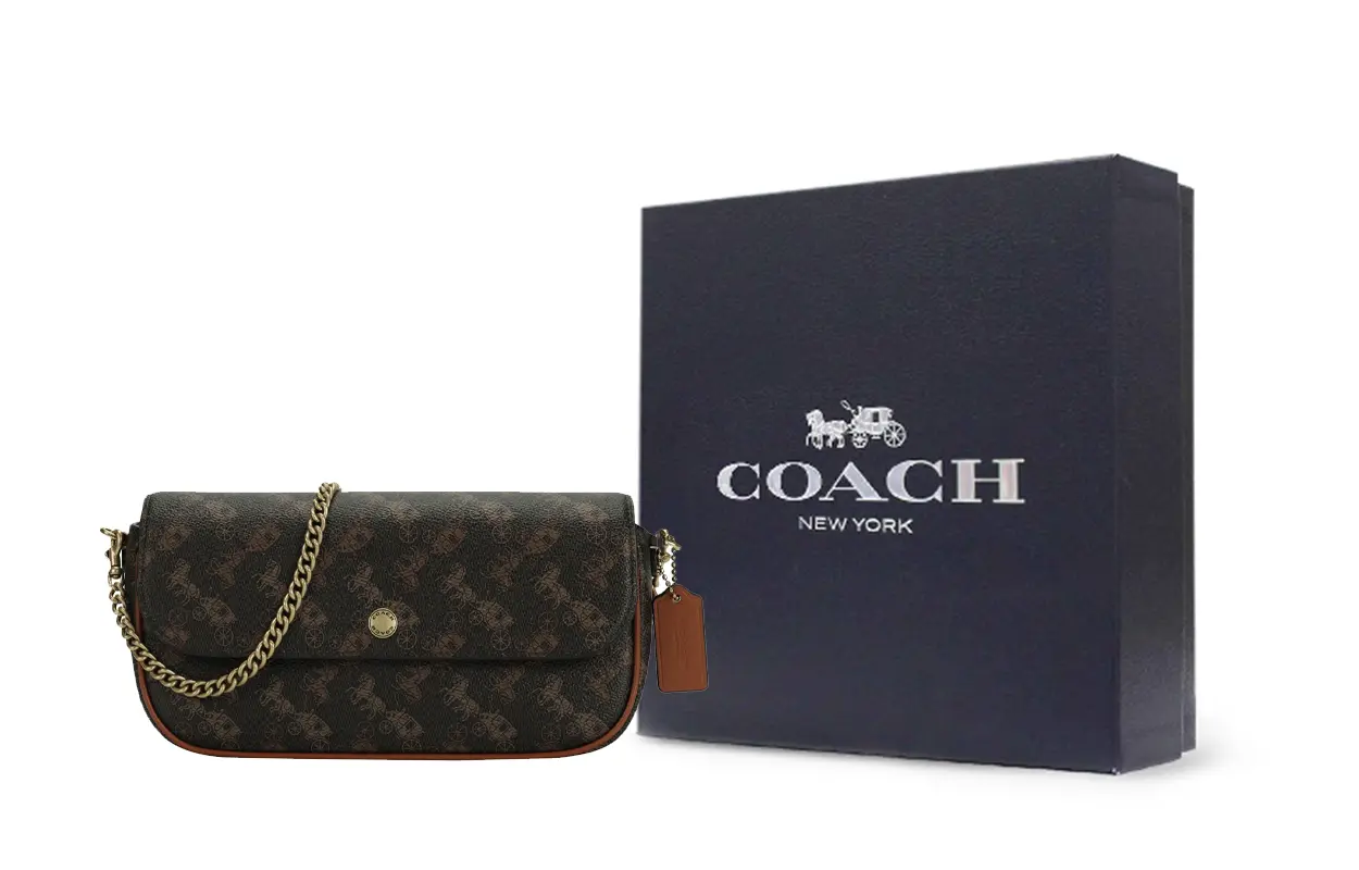 

COACH Коричневая женская сумка через плечо из искусственной кожи с клапаном