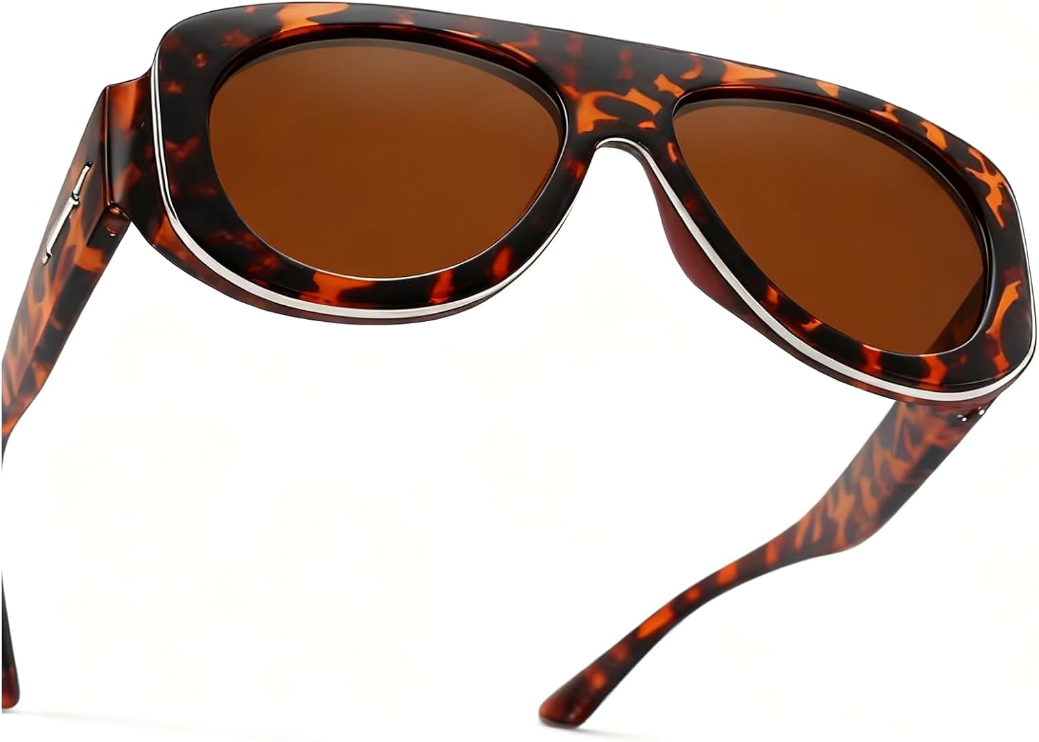 

Мужские солнцезащитные очки-пилот большого размера в винтажном стиле, модные, с леопардовым принтом, зеленые, с защитой от УФ-излучения UV400, женские, в стиле панк mincl, Leopard