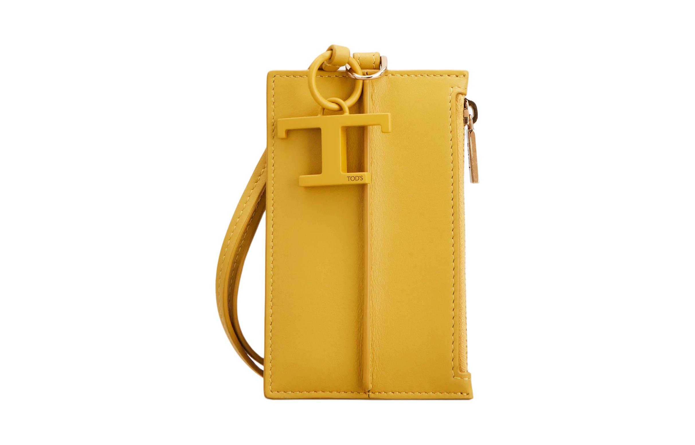 

TOD'S Женский картхолдер из телячьей кожи желтого цвета