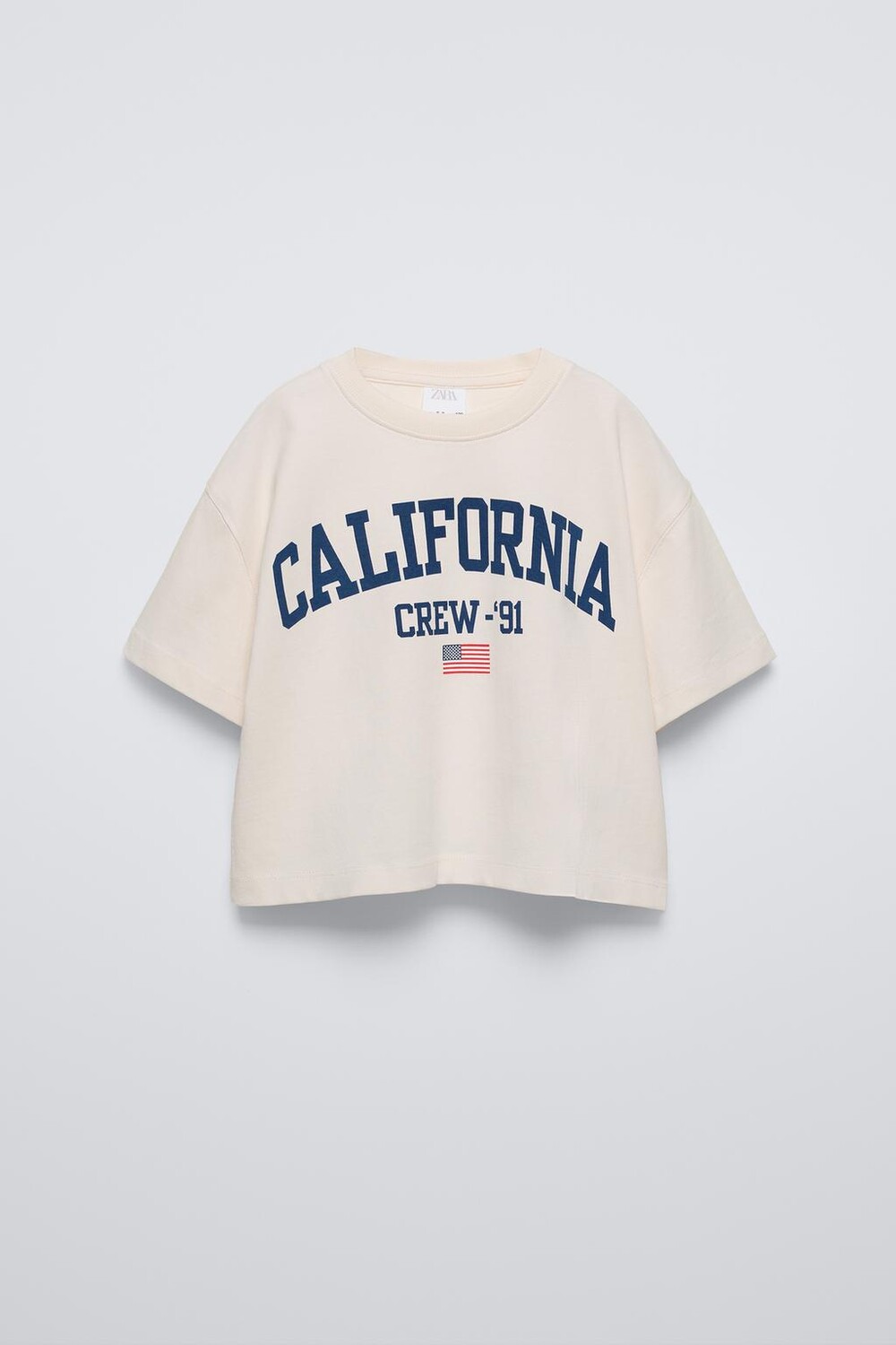 

Футболка с принтом слогана ZARA, экрю