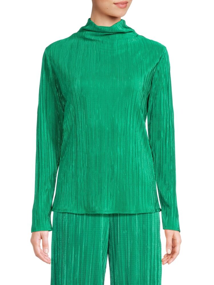 

Плиссированный топ с воротником-стойкой Renee C., цвет Emerald Green