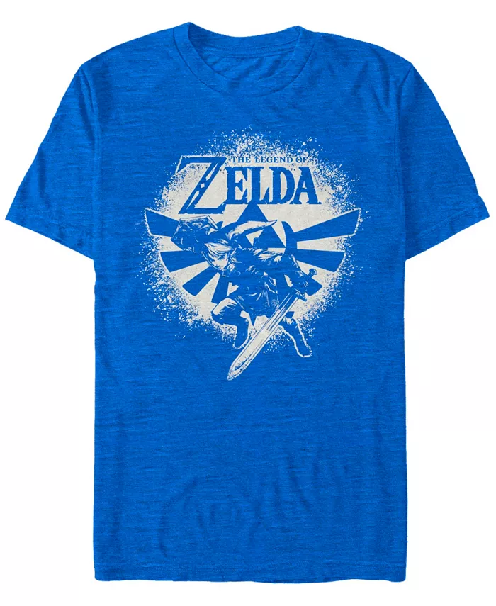 

Мужская футболка с коротким рукавом Nintendo Zelda Link Wingcrest Spray Paint Fifth Sun, синий