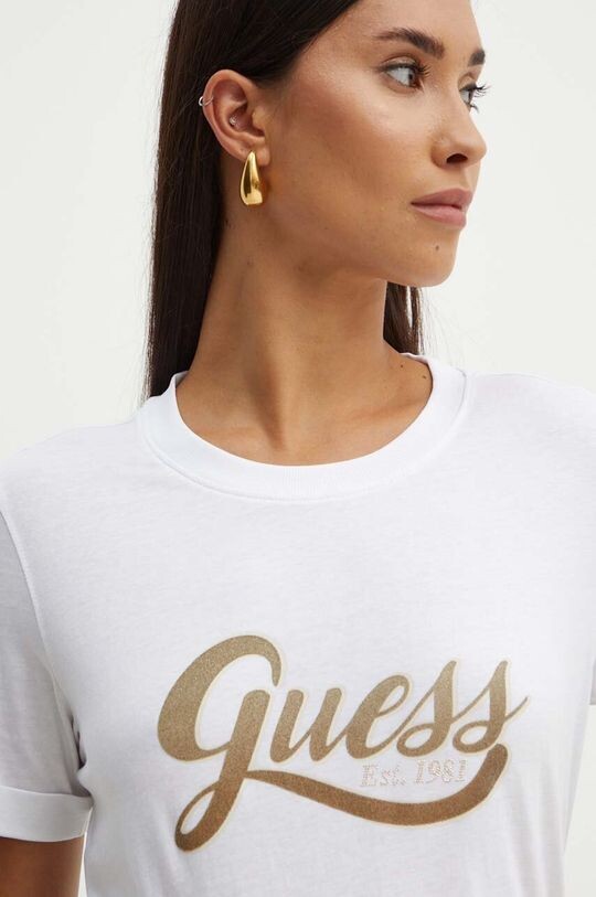 

Хлопковая футболка GLITERY Guess, белый