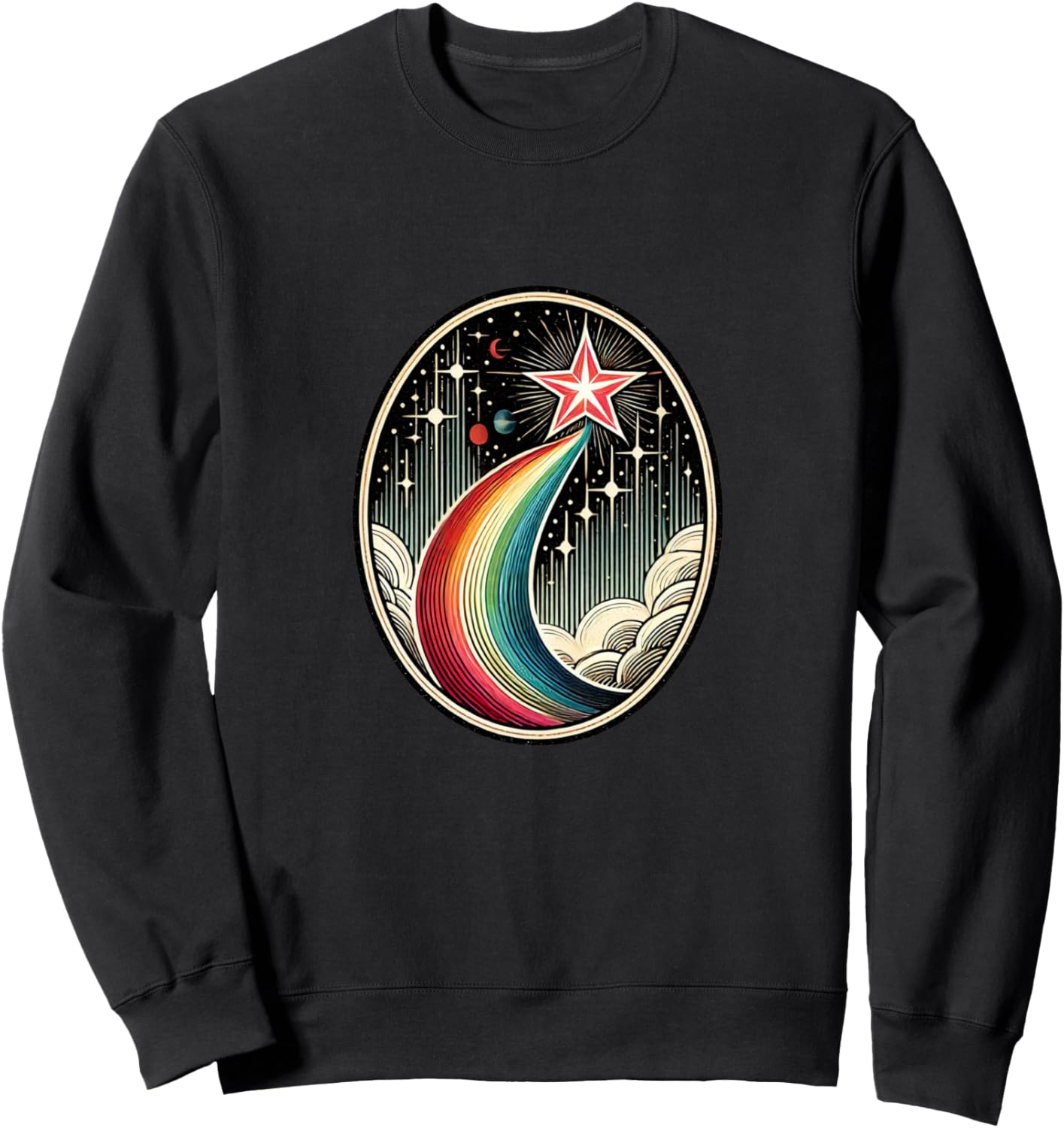 

Толстовка с изображением падающей звезды и радуги Retro Star Lovers Snugg, черный