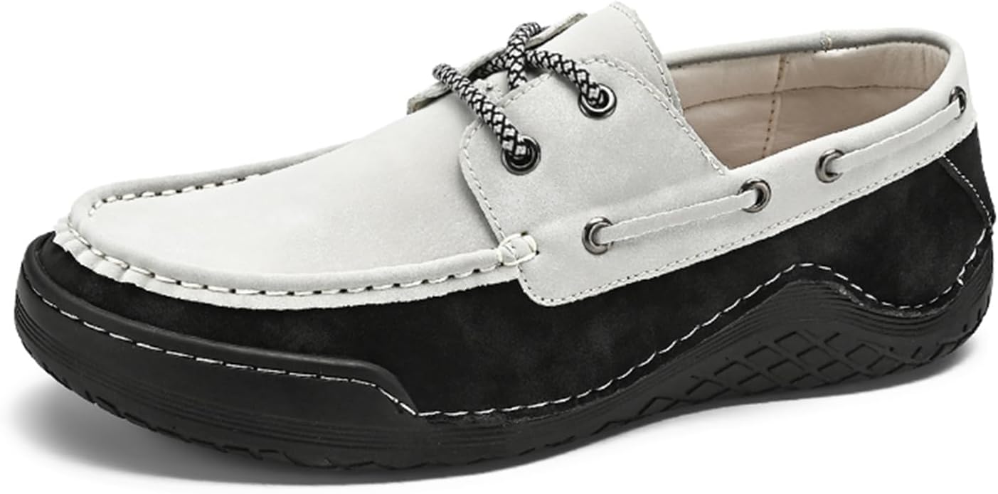 

Мужские замшевые мокасины с шнуровкой, ретро, с круглым носком, удобные слипоны для вождения, модные разноцветные, нескользящие прогулочные туфли Enjgu