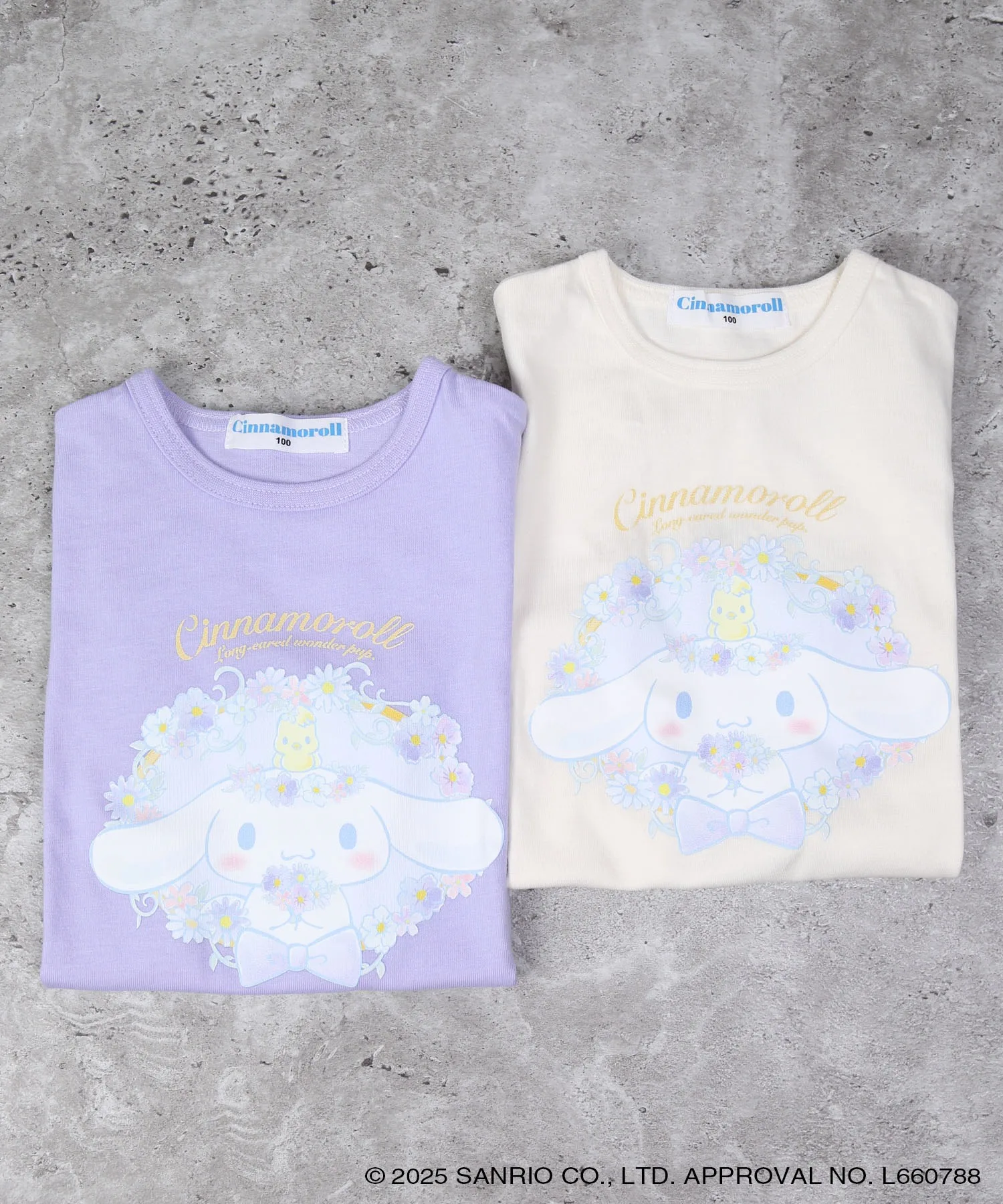 Детская футболка с цветочным принтом La poche biscuit x Cinnamoroll лавандовая — фото 3