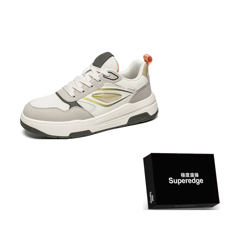 

SUPEREDGE Скользоустойчивые износостойкие дышащие мужские скейтерские кеды низкие бежево-армейского зеленого, цвет Beige Army Green