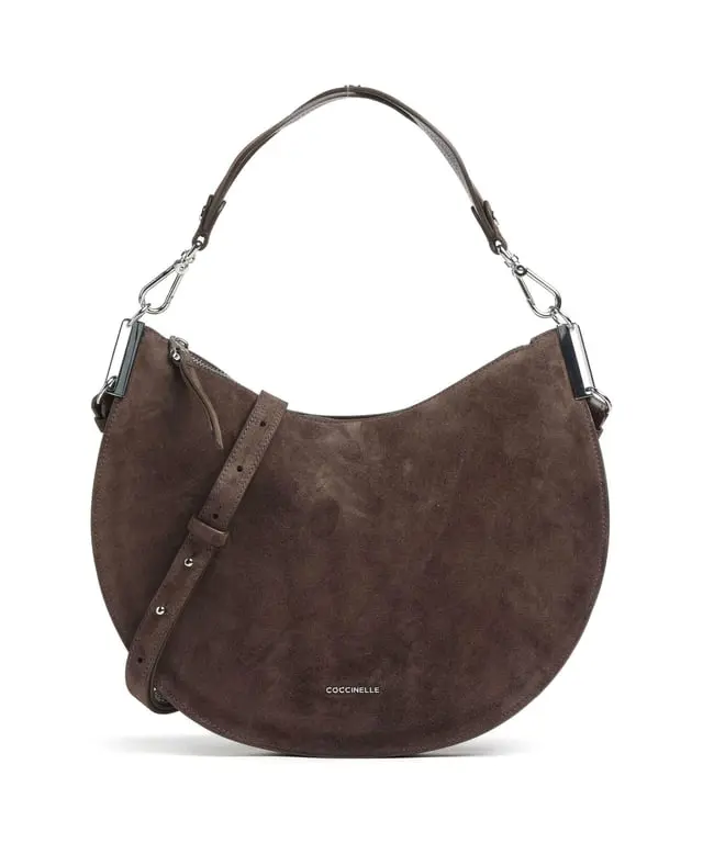 

Кожаная наплечная сумка Coccinelle Sunup Suede Hobo, коричневый