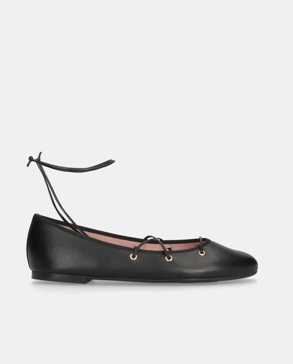 Женские балетки Nicole из мягкой кожи с лентой на щиколотке Pretty Ballerinas, черный