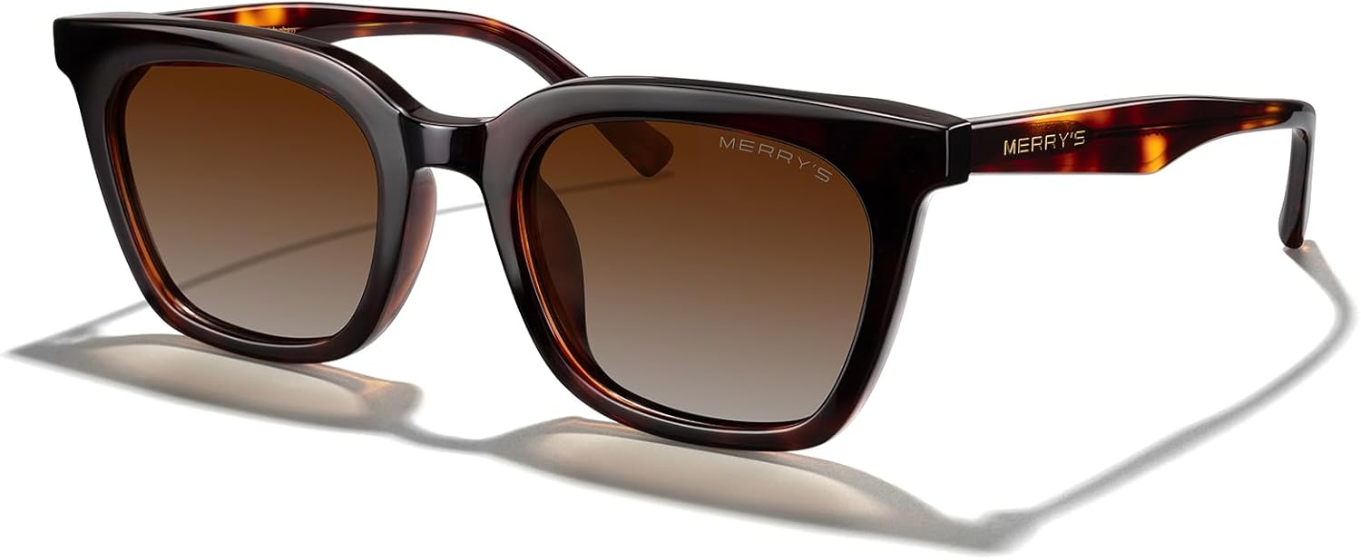 

Современные солнцезащитные очки MERRY'S для мужчин и женщин, квадратные, из ацетата, с поляризацией и защитой от УФ-излучения UV400, модель S6193, Leopard Frame/Brown Gradient Lens