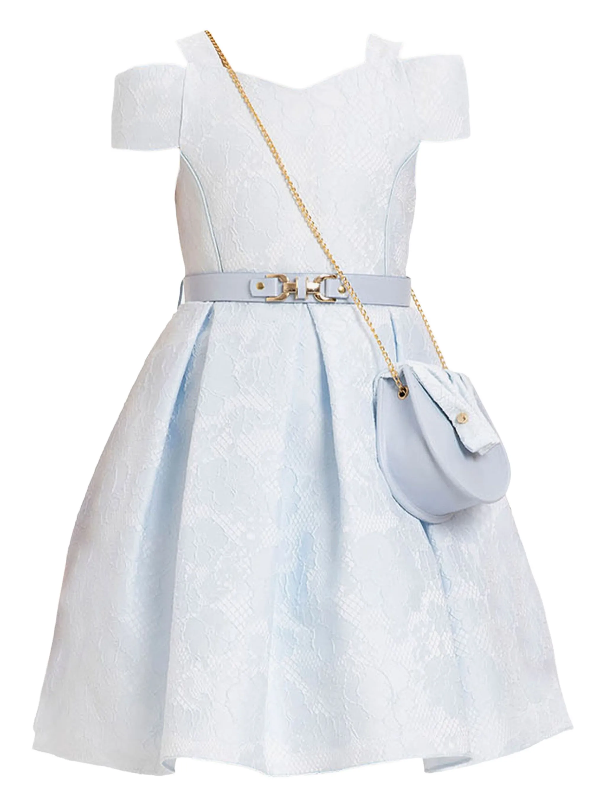 Кружевное платье с открытыми плечами Dress & Fleur, синий