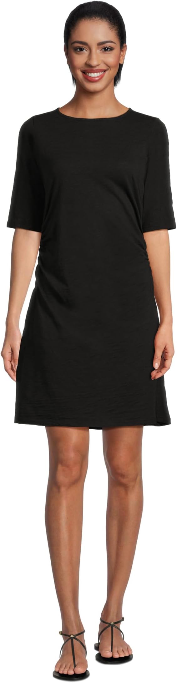 

Женское платье с рукавами до локтя и ниже колена, присборенное Mod-o-doc, Black