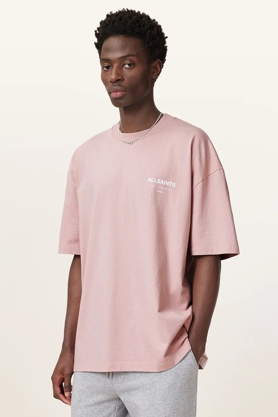 

Хлопковая футболка UNDERGROUND Allsaints, розовый