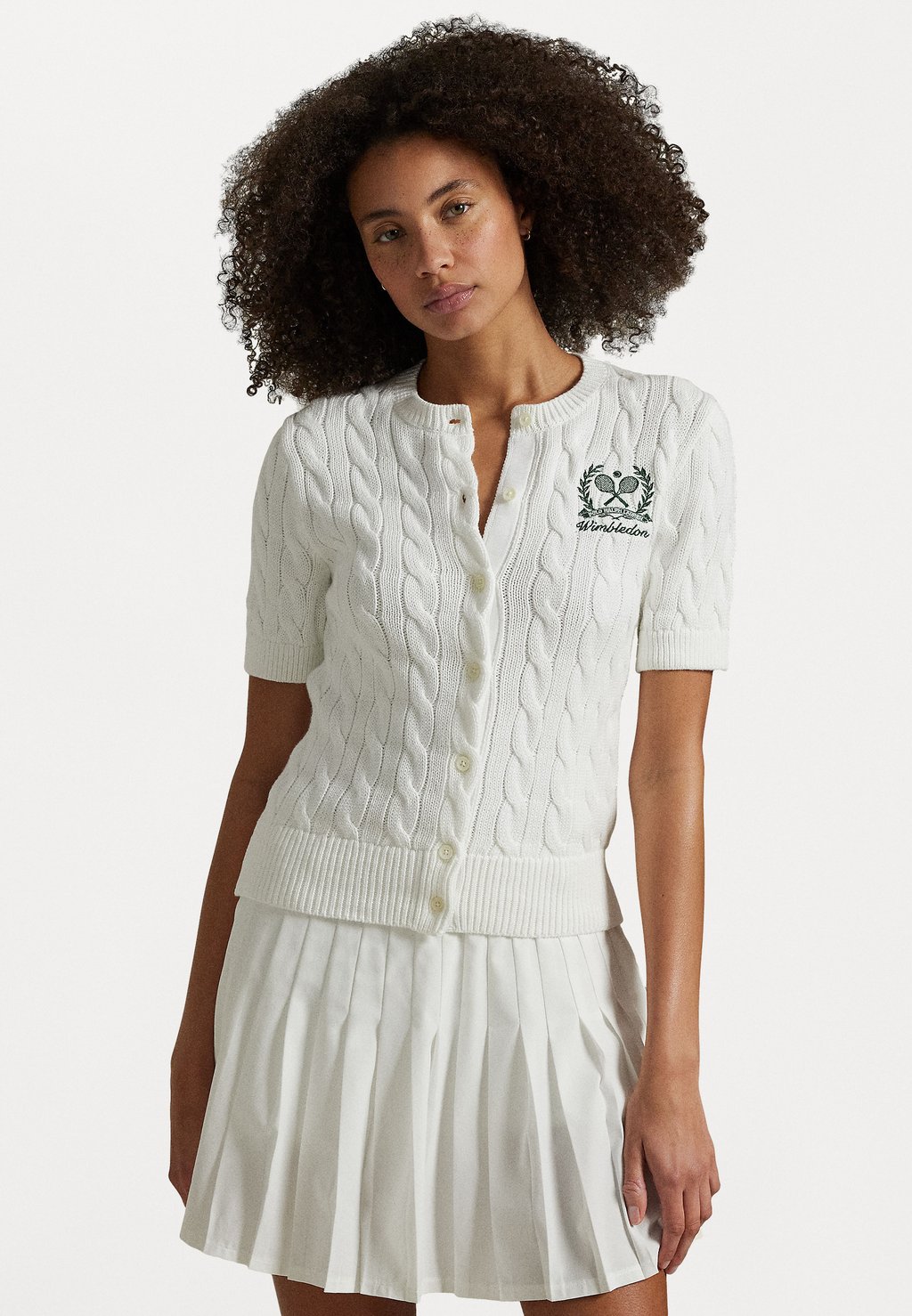 

Кардиган WIMBLEDON CABLE SHORTSLEEVE CARDIGAN Polo Ralph Lauren, кремовый