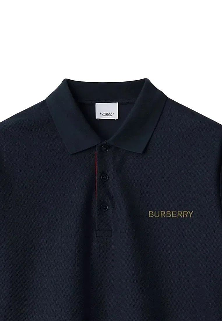Мужское поло Burberry с коротким рукавом, темно-синее — фото 3