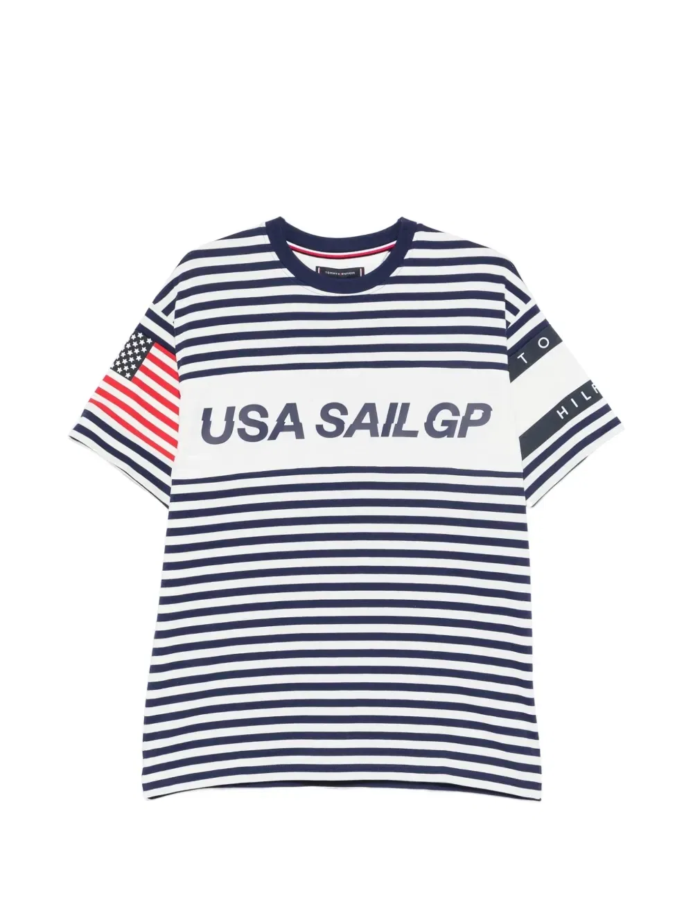 Футболка с горизонтальными полосками и логотипом Tommy Hilfiger, белый