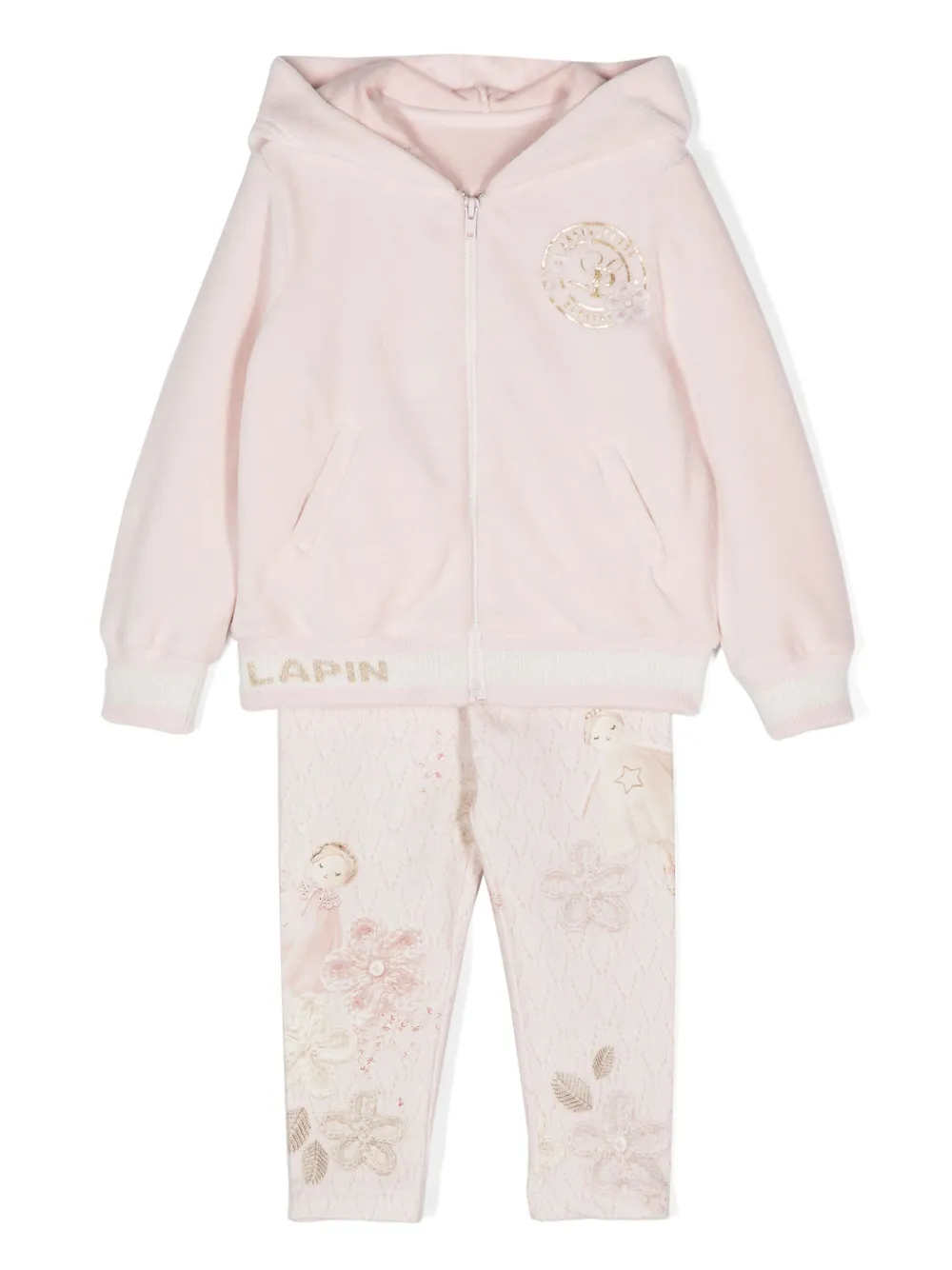 

Спортивный костюм с капюшоном и цветочным принтом Lapin House, розовый