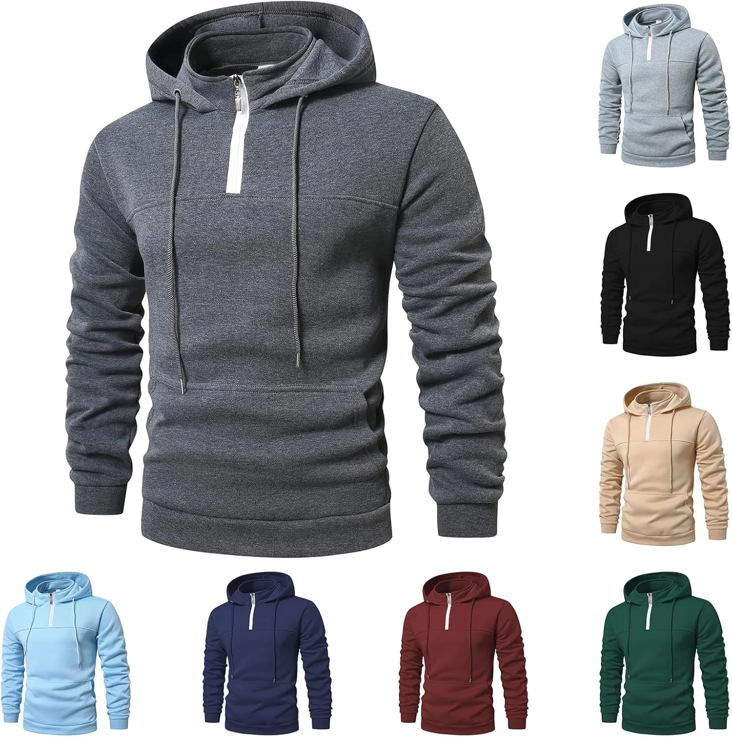 

Мужская худи с молнией на четверть и шнурком Wankang