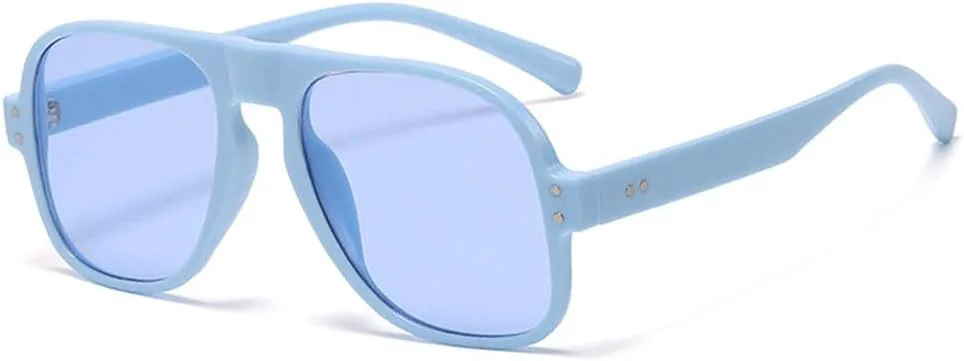 

Мужские солнцезащитные очки в стиле ретро, ​​конфетные оттенки, защита от УФ-излучения UV400; женские солнцезащитные очки с заклепками TKKTLLT, Blue Blue