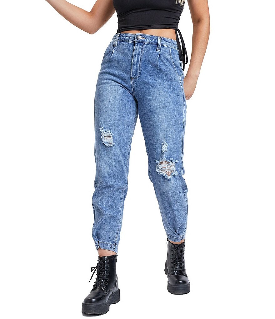 

Джинсы YMI Jeanswear с высокой посадкой и объемным кроем до щиколотки, синий
