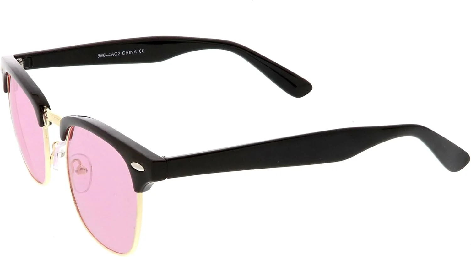 

zeroUV - Современные полуободковые солнцезащитные очки с квадратными линзами и цветными тонированными линзами в роговой оправе, диаметр линз 49 мм, Black Gold / Pink