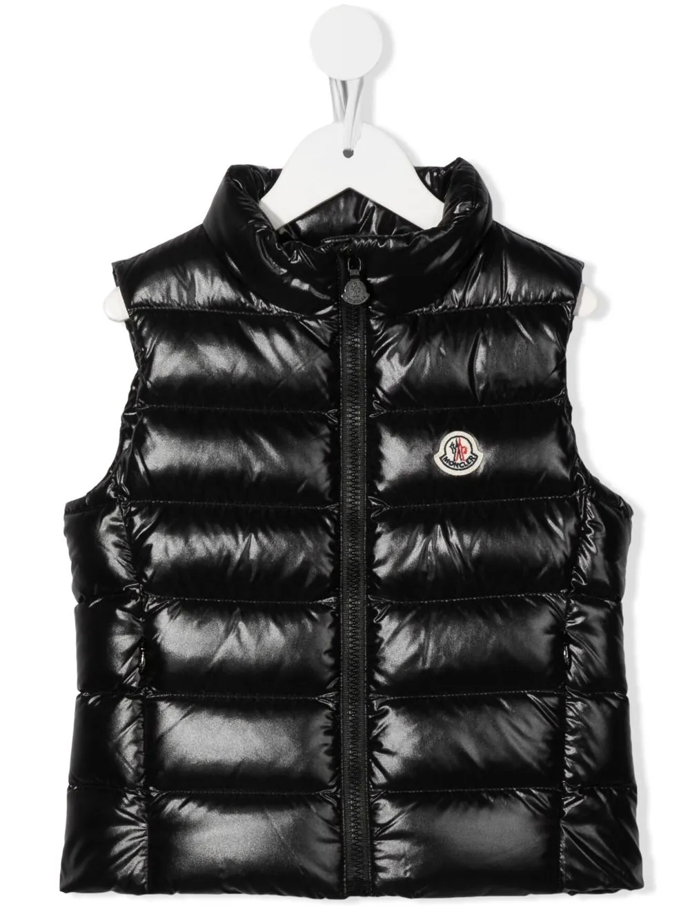 

Дутый жилет с нашивкой-логотипом Moncler Enfant, черный