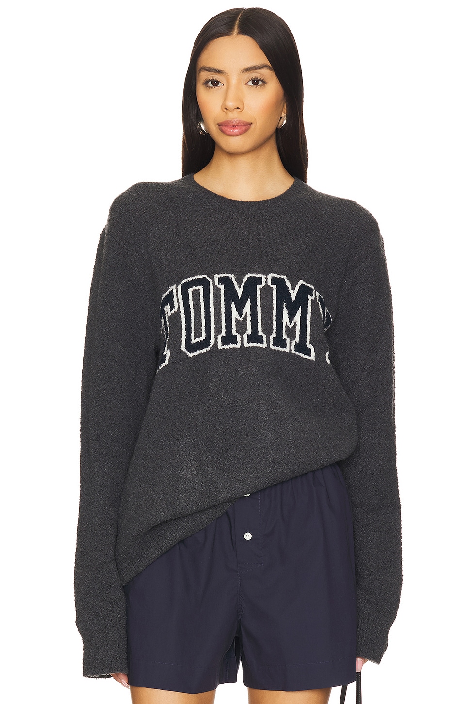 

Узкий букле свитер в стиле варсити Tommy Jeans, new charcoal