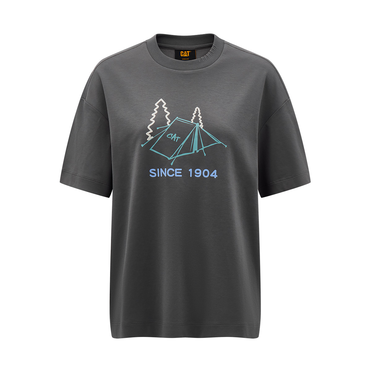 

Футболка женская с рукавом дроп-шoulder CAT, темно-серый