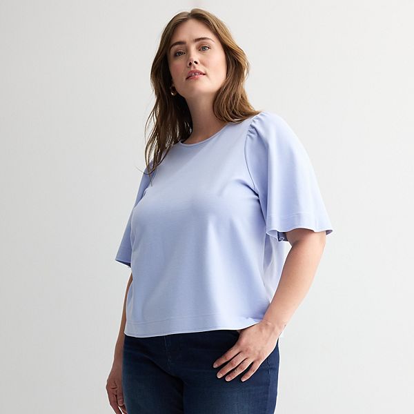 

Футболка с рукавами-фонариками и сборками, Plus size Nine West, Stella Peri