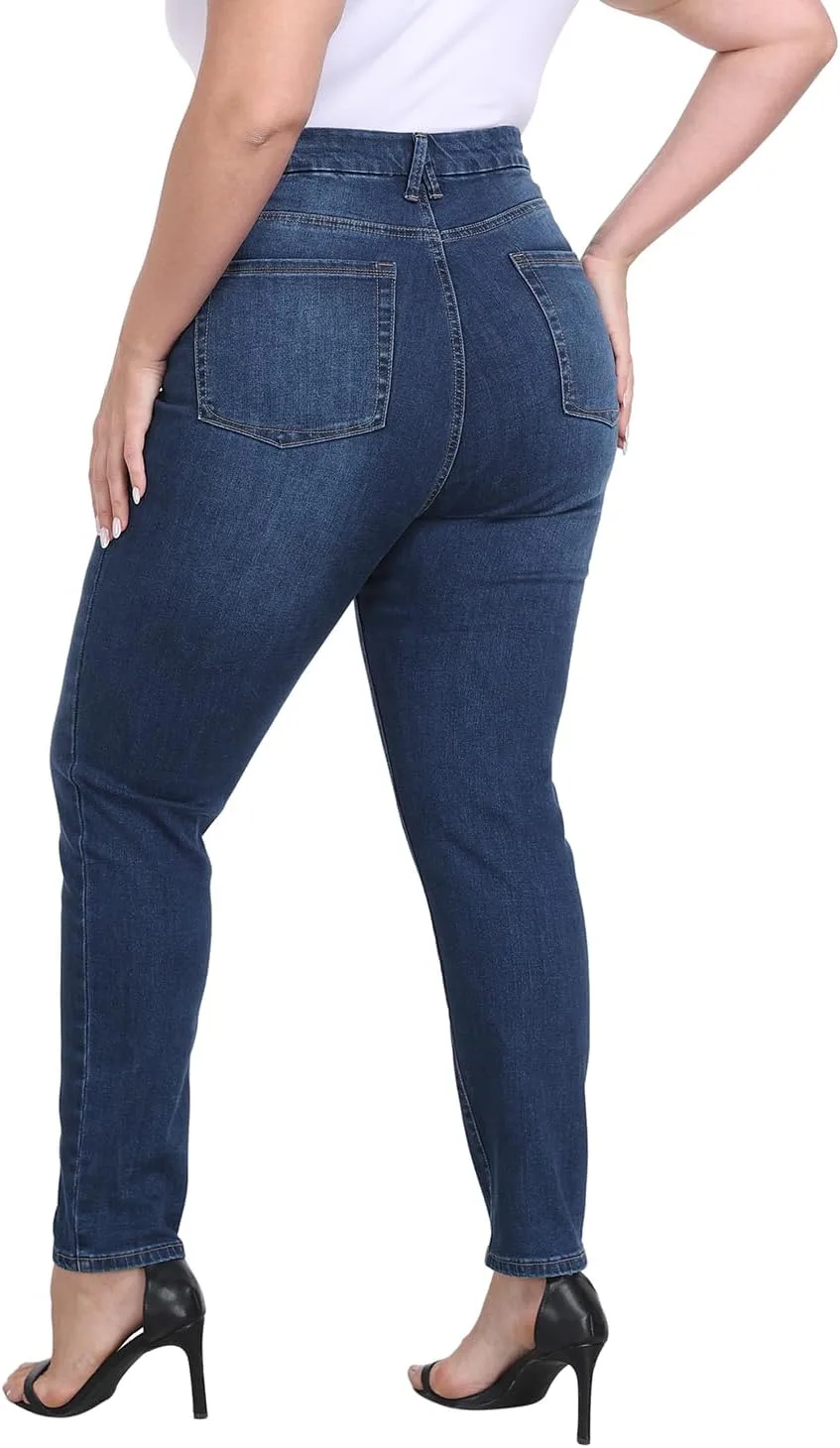 

Джинсы Plus Size для женщин с формами, высокие, эластичные HAPPIERE