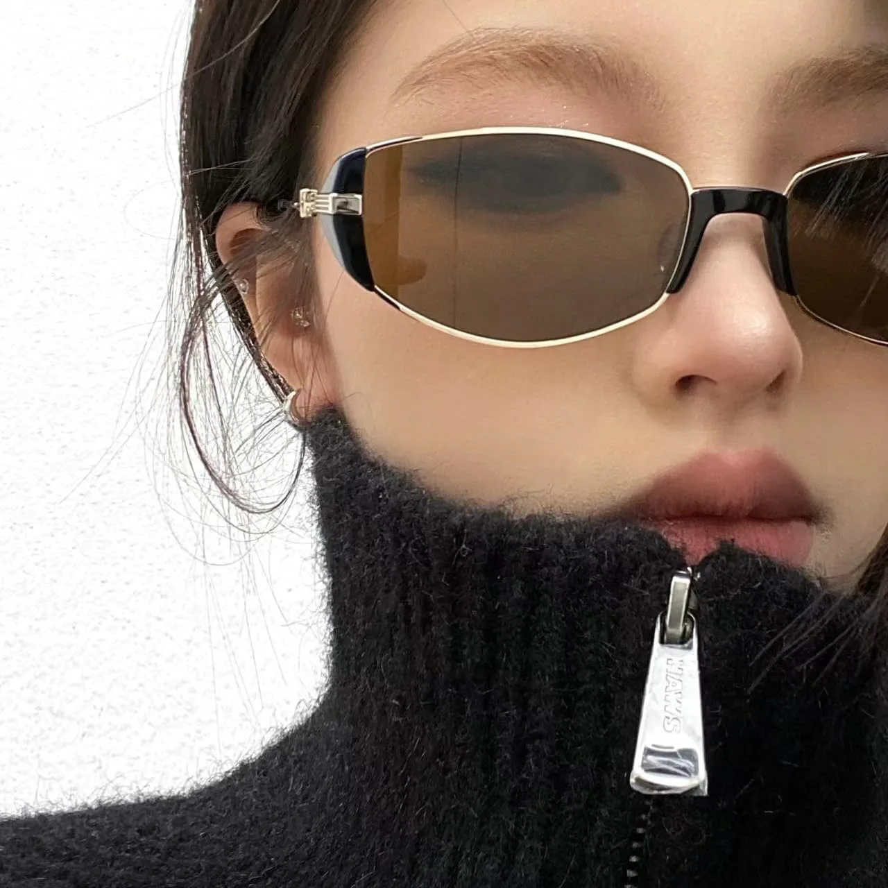 

bullabulling Ретро винтажные узкие панк-очки в стиле «кошачий глаз» 90-х годов для женщин и мужчин, маленькие, современные, с защитой UV400, Black Silver/Clear