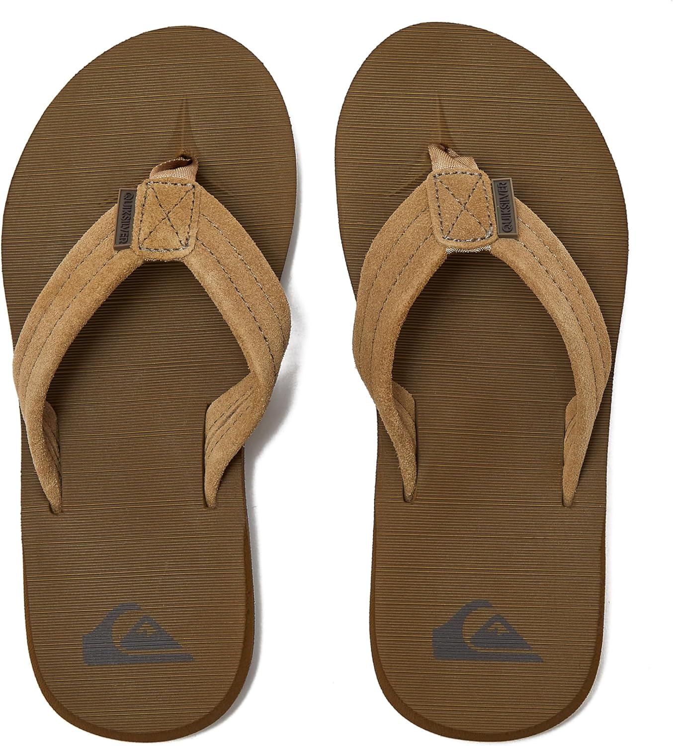 Детские шлепанцы Quiksilver Carver Suede с фиксирующим ремешком, Tan - Solid — фото 4