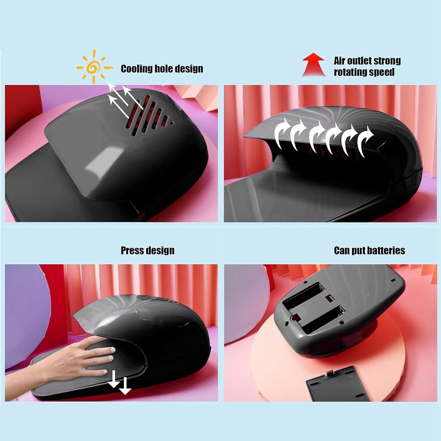 Портативная сушилка для ногтей от Nail Dryer Fan Kimiss, Black — фото 3