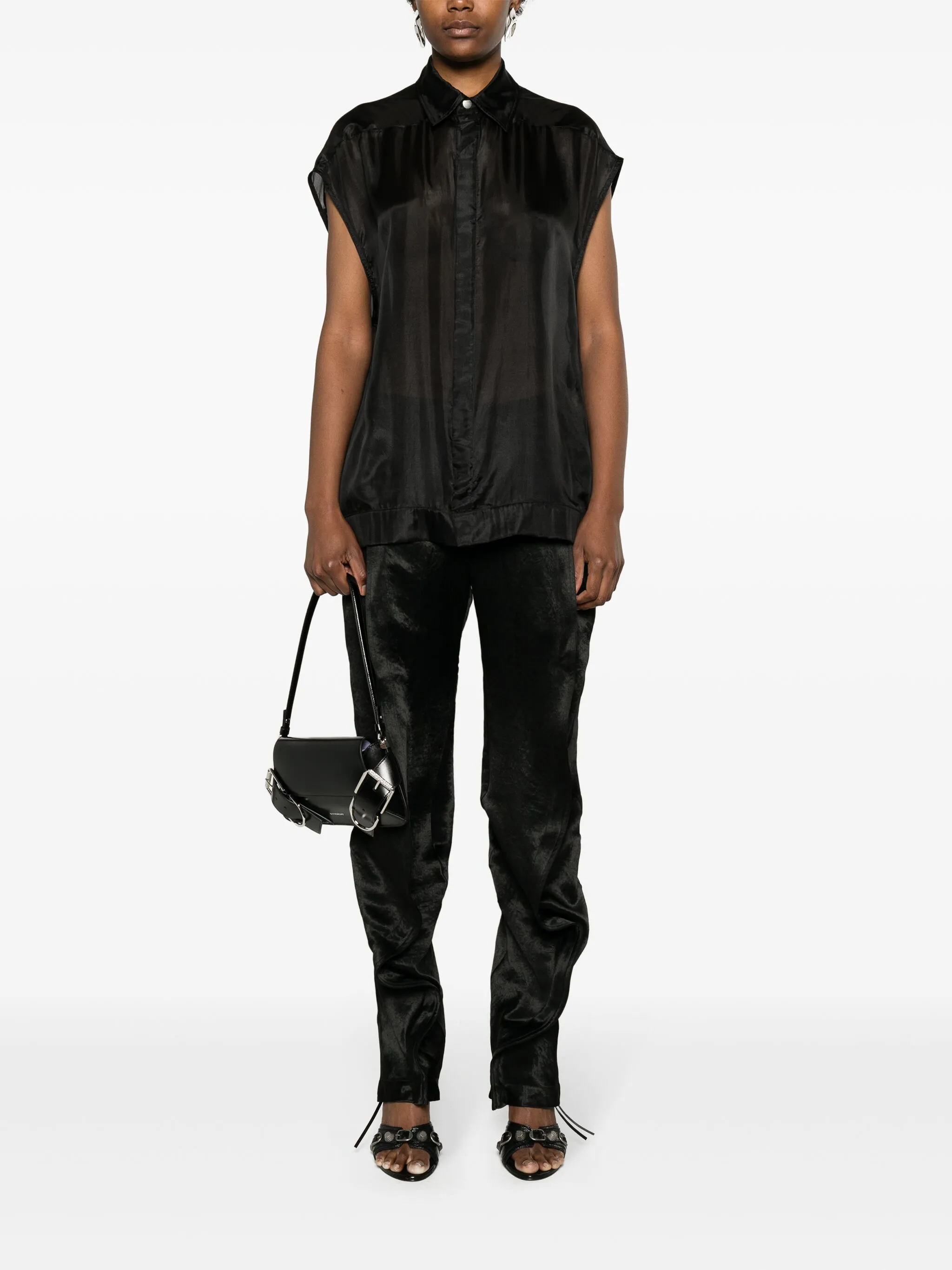 Шелковая блузка SL Jumbo Rick Owens, черный — фото 2