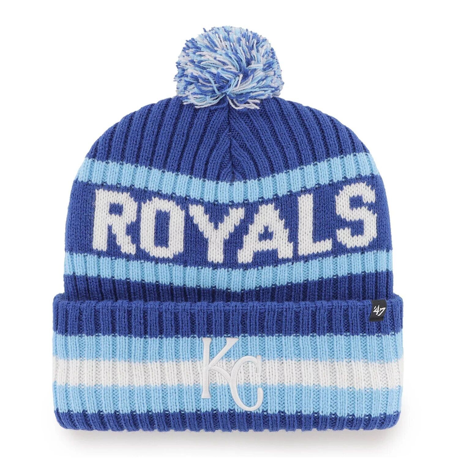

Мужская вязаная шапка с манжетами и помпоном Royal Kansas City Royals Bering '47 47 Brand